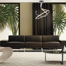 Nur silver ceiling lamp by Mantra in living room | Aiure