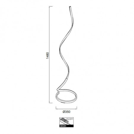 Dimensions of the floor lamp Nur 22W by Mantra | Aiure