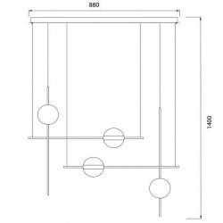 Dimensions of the pendant light with different heights from the Cuba collection by Mantra | Aiure