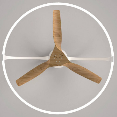 Nepal white ceiling fan with wooden blades Mantra | AiureDeco