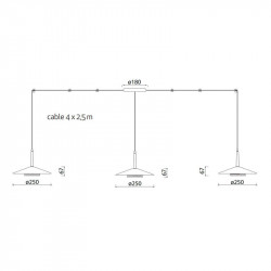 Dimensions of the Orion ceiling lamp by Mantra | Aiure