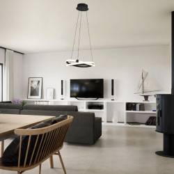 Brown pendant light Infinity 30W by Mantra in a living room | Aiure