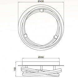 Dimensions of the 30W ceiling light Infinity Line by Mantra | Aiure