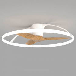 Ceiling fan Nepal white and wood blades Mantra | AiureDeco