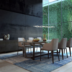 Silver Sahara ceiling lamp by Mantra on dining table | Aiure
