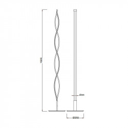Dimensions of the Sahara floor lamp by Mantra small | Aiure