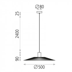 Dimensions of the Pamela M pendant lamp by ACB | Aiure