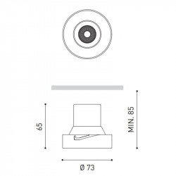 Dimensions of the downlight Shot Light M Trimless 5W Arkoslight | Aiure