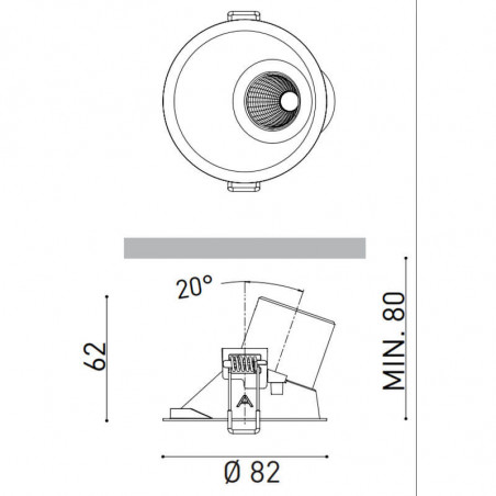 Dimensions of the LED downlight Shot Light M Asymmetric | Aiure