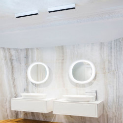 2 ceiling lamps Black Foster Surface by Arkoslight over a sink | Aiure