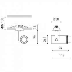 Measurements of the LED Plus Mini Recessed Arkoslight | Aiure