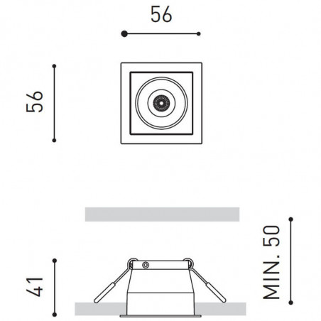 Dimensions of the downlight Black Foster Recessed 1 by Arkoslight | Aiure