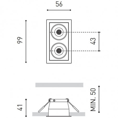 Dimensions of the downlight Black Foster Recessed 2 by Arkoslight | Aiure