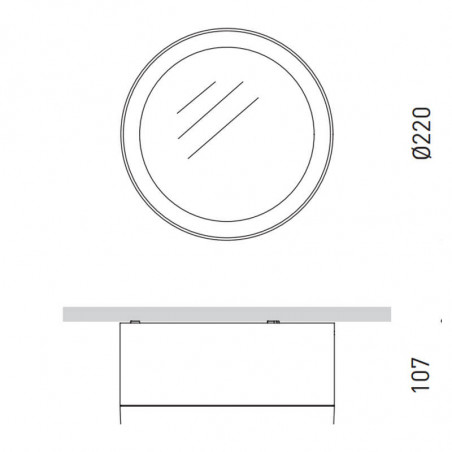 Dimensional drawing of the Arkoslight Stram Surface downlight | Aiure