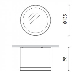 Dimensions of the Arkoslight Stram Surface Mini 10W downlight | Aiure
