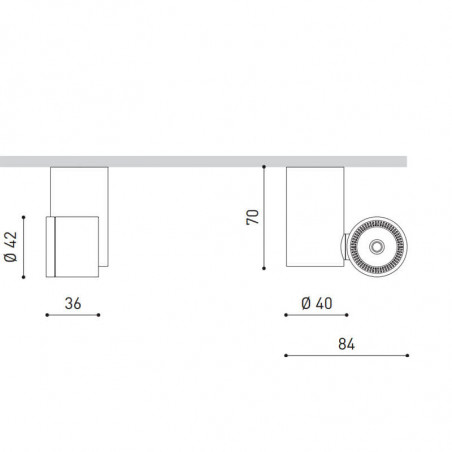 Dimensions of the Arkoslight Io Surface LED spotlight | Aiure