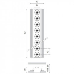 Dimensions of the downlight Black Foster Trimless 10 by Arkoslight | Aiure