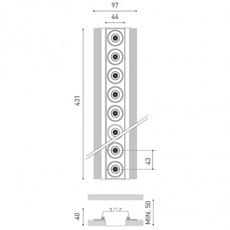 Dimensions of the downlight Black Foster Trimless 10 by Arkoslight | Aiure
