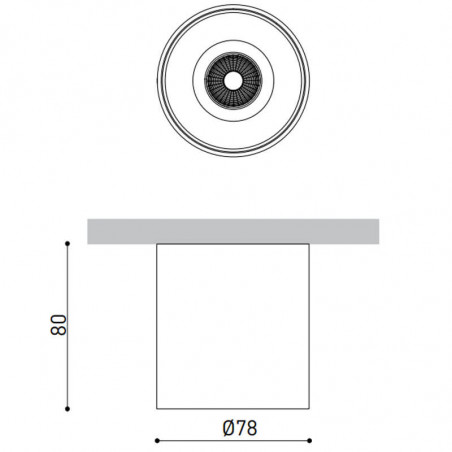 Dimensions of the Shot Light M Surface downlight by Arkoslight | Aiure