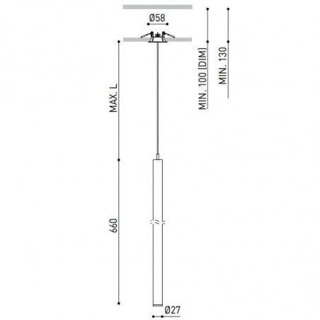 Measurements of the ceiling lamp Stick 66 by Arkoslight | Aiure
