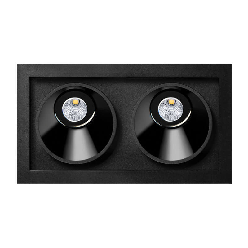 Black Foster Asymmetric Recessed 2 black LED Ceiling Light by Arkoslight | Aiure