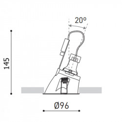 Dimensions of the Arkoslight Gap Asymmetric 12V&230V downlight | Aiure