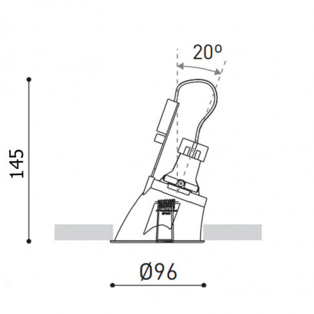 Dimensions of the Arkoslight Gap Asymmetric 12V&230V downlight | Aiure
