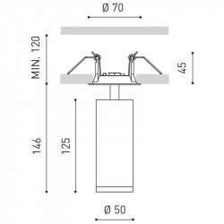 Dimensions of the LED spotlight Fit 50 by Arkoslight | Aiure