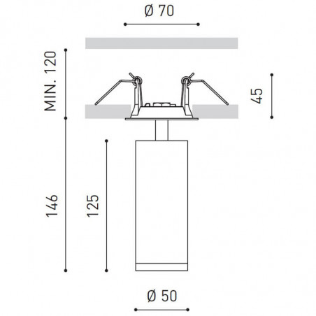Dimensions of the LED spotlight Fit 50 by Arkoslight | Aiure