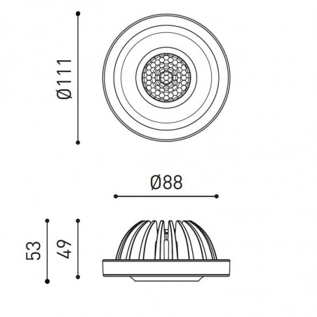 Dimensions of the LED lamp Lark 111 honeycomb by Arkoslight | Aiure