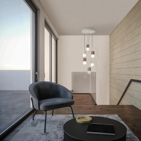 Galaxia multicolour pendant with 6 lights by Mantra in a living room | Aiure
