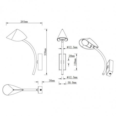 Minimalist LED wall lamp 7W Capuccina by Mantra data-sheet | Aiure