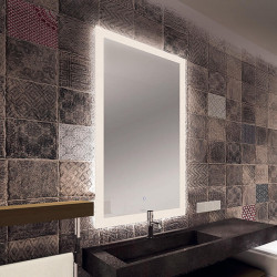 Rectangular LED design mirror Amanzi by ACB 65cm in a bathroom | Aiure