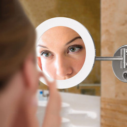 ACB Boan circular make-up mirror Boan in a bathroom with a woman in reflection | Aiure