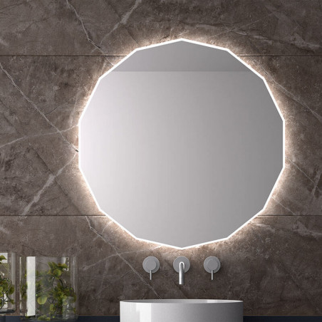 Polygonal LED mirror Nassau by Eurobath in a bathroom | Aiure