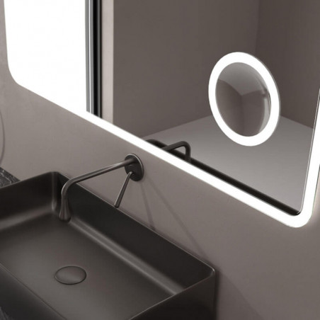 LED magnifying mirror Palau by Eurobath in a bathroom close up | Aiure