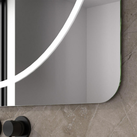 Square mirror with LED interior light Fiji by Eurobath in a bathroom close up | Aiure