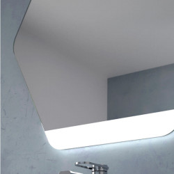 Hexagonal LED mirror Turks by Eurobath in a bathroom close up | Aiure