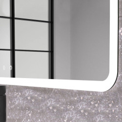 Close up of the LED mirror Mykonos by Eurobath | Aiure