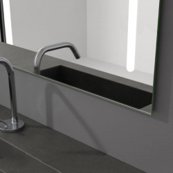 Bali design mirror with front LED light by Eurobath in a bathroom close up | Aiure