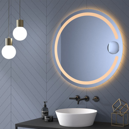 LED Mill design mirror with magnification by Eurobath in a bathroom| Aiure