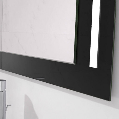Lacobel mirror with LED light Andros by Eurobath in a bathroom close up| Aiure