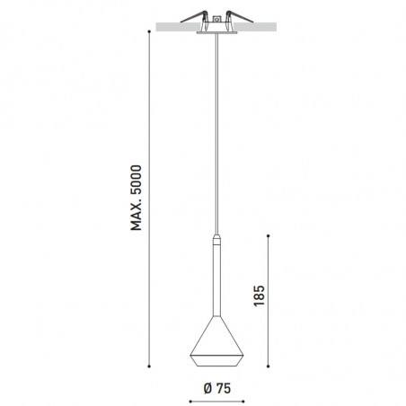 Dimensions of the Spin 5m ceiling lamp by Arkoslight | Aiure