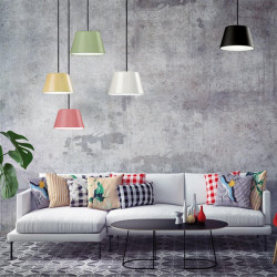 Sento pendant lamps by Ole by FM black, white, beige, olive and burgundy in a living room | Aiure