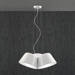Sento ceiling pendant lamp 3 shades by Ole by FM white coloured on the ceiling of a hall| Aiure