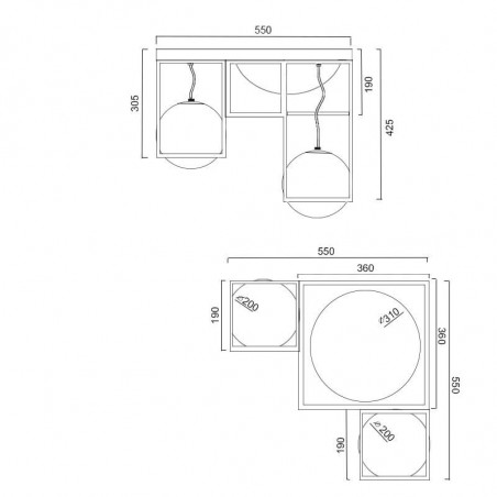 Desigual triple design ceiling lamp by Mantra data-sheet| Aiure