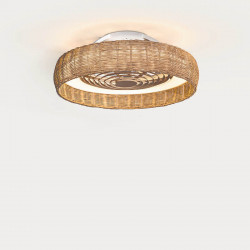 Kilimanjaro white-rattan finished fan by Mantra on the ceiling lit| Aiure