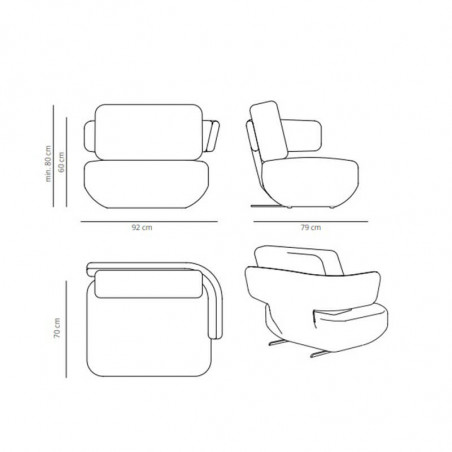 White design armchair Levitt by Viccarbe data-sheet |Aiure