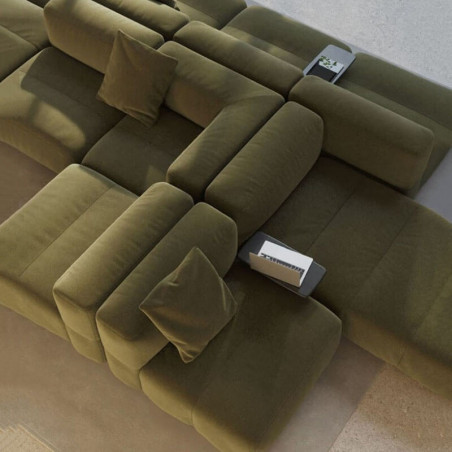 Close up of the combination of the sofas of the Savina collection by Viccarbe in green colour | Aiure