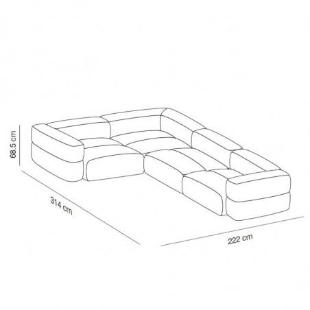 Savina fireproof corner sofa by Viccarbe data-sheet| Aiure